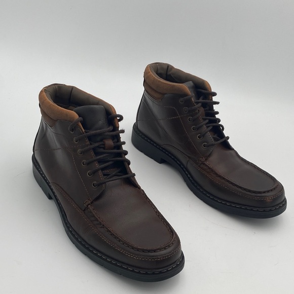 Dockers Dark Brown Leather Ankle Boots mens 11 office casual grandpa Y2K Work - Picture 1 of 13